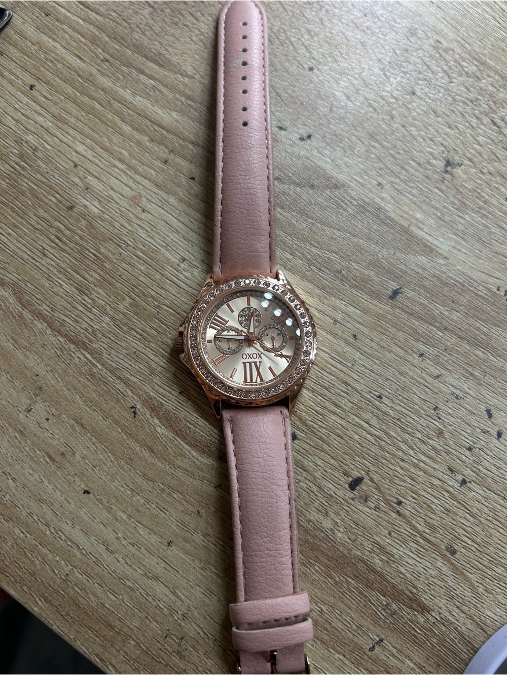 xoxo Rose Gold Case with Pink Leather Strap Women's Watch